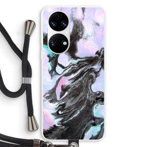 Pastel zwart: Huawei P50 Transparant Hoesje met koord