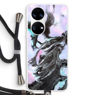 Pastel zwart: Huawei P50 Transparant Hoesje met koord