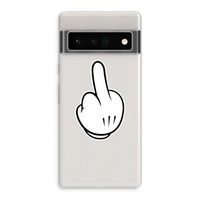 Middle finger white: Google Pixel 6 Pro Transparant Hoesje