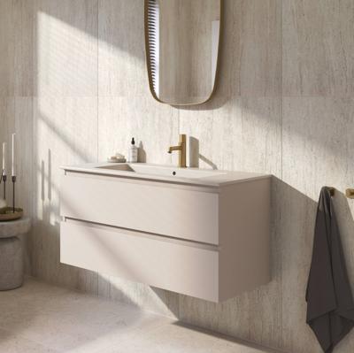 Ben Tendenza voorgemonteerd badmeubel incl. mat beige keramische wastafel 102,7x46x51,5cm zand