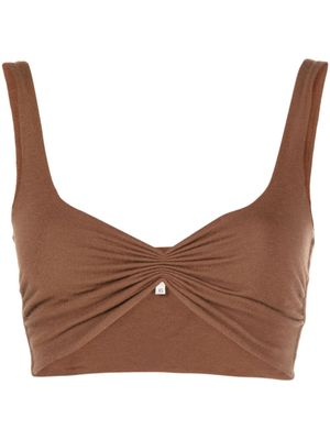 MANURI haut froncé à design sans manches - Marron