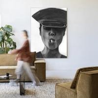Urban Cotton Wandkleed 'Smokes' 145 x 190cm in Frame - black