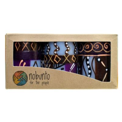 Handgeschilderde Kaarsen &apos;Kabisa&apos; in Giftbox - 3 stuks
