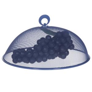 Vliegenkap/voedselkap - rond - D30 x H15 cm - blauw - buiten eten - anti insecten - metaal