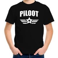 Piloot met ster logo verkleed t-shirt zwart voor kinderen