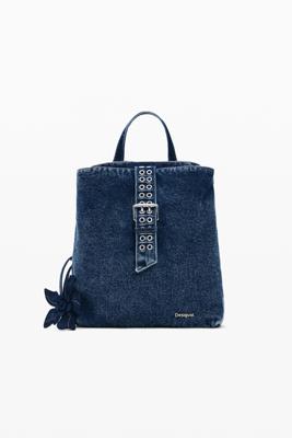 Kleine denim rugzak bloem - BLUE - U