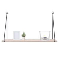 Wandplank/boekenplank - metaal - Paulownia hout - 50 x 16 x 29 cm