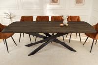 Massieve eettafel SIGNUM 220cm donkerbruin mangohout bootvorm sterframe - 45837