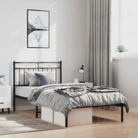 Bedframe met hoofdbord metaal zwart 100x190 cm