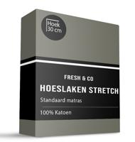 Hoeslaken - Katoen Jersey Stretch - Truffel - 160x200 cm - Groen - Fresh and Co - Dekbed-Discounter.nl