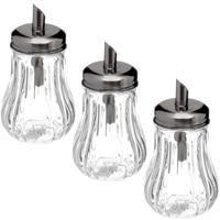 Suikerpot/suikerstrooier glas met RVS tuit - 6x stuks - 180ml