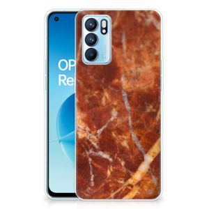 OPPO Reno 6 5G TPU Siliconen Hoesje Marmer Bruin