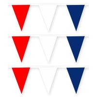 3x Rode/witte/blauwe Franse/Frankrijk slinger van stof 10 meter feestversiering   - - thumbnail