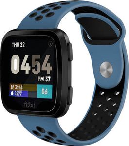 Fitbit Versa Dubbel Sport Bandje - Donkerblauw Zwart - ML