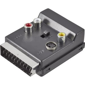 SpeaKa Professional SP-7870356 SCART / Cinch / S-Video Y-adapter [1x SCART-stekker - 3x Cinch-koppeling, SCART-bus, S-video bus] Zwart Met omschakelaar