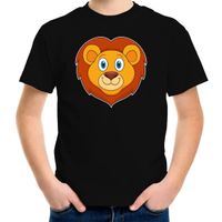 Cartoon leeuw t-shirt zwart voor jongens en meisjes - Cartoon dieren t-shirts kinderen - thumbnail