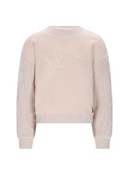 NoNo winter sweater meisjes - wit - Konono - vevet contrast mouwen