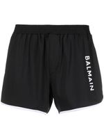 Balmain short de sport à logo imprimé - Noir - thumbnail