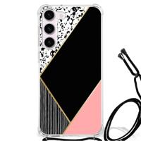 Samsung Galaxy S23 Shockproof Case Zwart Roze Vormen