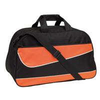 Sporttas/weekendtas - oranje/zwart - 55 x 32 x 28 cm - 50 liter - Fitness/vrije tijd tassen - thumbnail