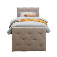 Leen Bakker - Boxspring Met Voetbord Liv Geruit - 90x200 Cm - Slanke Poot - Stof - Beige