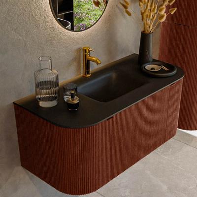 Badmeubel Mondiaz Kurve | 100 cm cm | Meubelkleur Ruby | Wastafelkleur Urban | Solid surface | Wasbak midden spoelbak | 1 kraangat