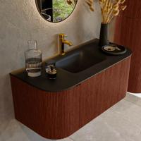 Badmeubel Mondiaz Kurve | 100 cm cm | Meubelkleur Ruby | Wastafelkleur Urban | Solid surface | Wasbak midden spoelbak | 1 kraangat