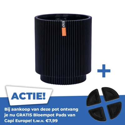 Vaas cilinder groove d11h12cm zwart