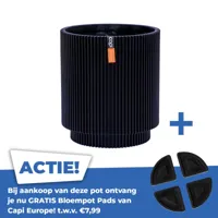 Vaas cilinder groove d11h12cm zwart