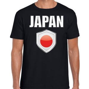 Japan landen supporter t-shirt met Japanse vlag schild zwart heren