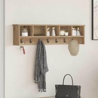 Wandgemonteerde kapstok met plank Wandgemonteerd met opslag artisanaal eikenkleurig