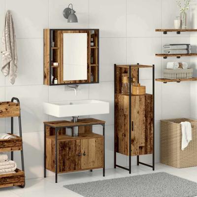 Badkamermeubelset 3 pcs Bruin 60 x 30 x 60 cm Bewerkt hout