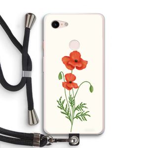 Red poppy: Pixel 3 XL Transparant Hoesje met koord