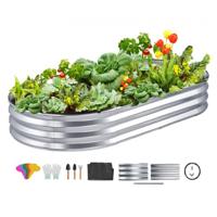 VEVOR verhoogde plantenbak bloembak tuin plantenbak terras groentebed tuinbed plantenbed zilver 180x90x30cm gegalvaniseerd metaal ideaal voor het kweken van groenten fruit kruiden etc.