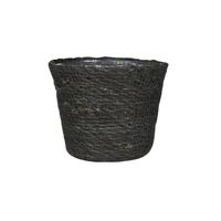 Plantenpot/bloempot van jute/zeegras diameter 13 cm en hoogte 10 cm grijs