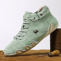 Voor heren Laarzen Handgemaakte schoenen Comfortabele schoenen Trektochten Wandelen Vintage Casual Buiten Dagelijks Leer Warm Lengteverhogend Comfortabel Korte laarsjes / Enkellaarsjes Veters Zwart Lightinthebox