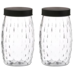 Voorraadpot/bewaarpot Mora - 2x - 2L - glas - zwart - D13 x H22 cm