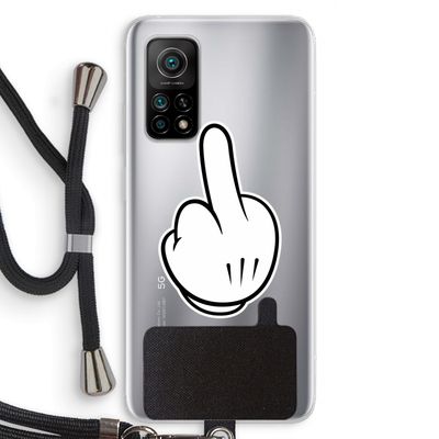 Middle finger black: Xiaomi Mi 10T 5G Transparant Hoesje met koord