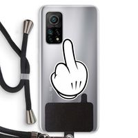 Middle finger black: Xiaomi Mi 10T 5G Transparant Hoesje met koord