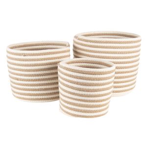 Clayre & Eef Opbergmand Set van 3 Ø 26 Ø 26 Ø 19 cm Beige Bruin Zeegras Rond Mand Beige Mand