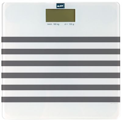 MSV Personen weegschaal - wit/grijs - glas - 29 x 29 cm - digitaal