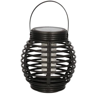 Solar lantaarn - zwart - vlam effect - 15 cm - zonne-energie tuinlantaarn - tuinverlichting