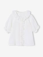 Blouse voor meisjes met Engels borduurwerk ecru