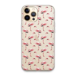 Flamingoprint groen: iPhone 13 Pro Max Transparant Hoesje