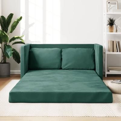 Slaapbank vloermodel 2-in-1 122x204x55 cm fluweel donkergroen