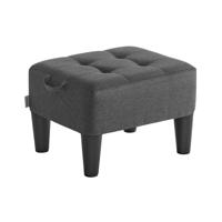 Fluwelen Kruk met Dikke Zitting voor Comfortabele Rust, leigrijs + inktzwart