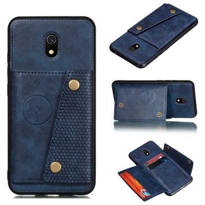Voor Xiaomi Redmi 8A schokbestendige magnetische PU + TPU beschermhoes met kaartsleuven (blauw)