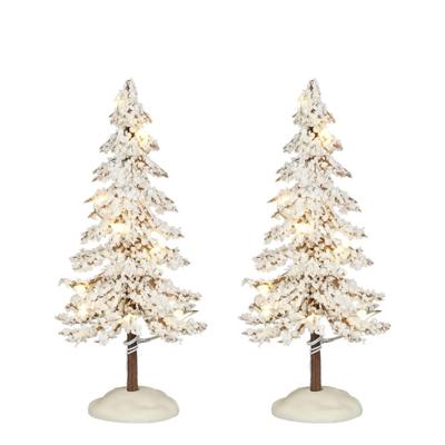 Snowy tree white lighted 2 stuks battery operated h15xd6cm - Luville