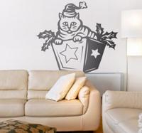 Muursticker kat kerstcadeau