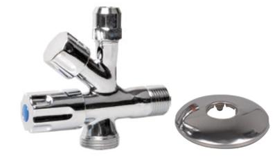Kirchhoff Haakse-apparaatkraan, 1/2"ET x 3/4"ET x 3/8ET x 10 mmQ - 98480090